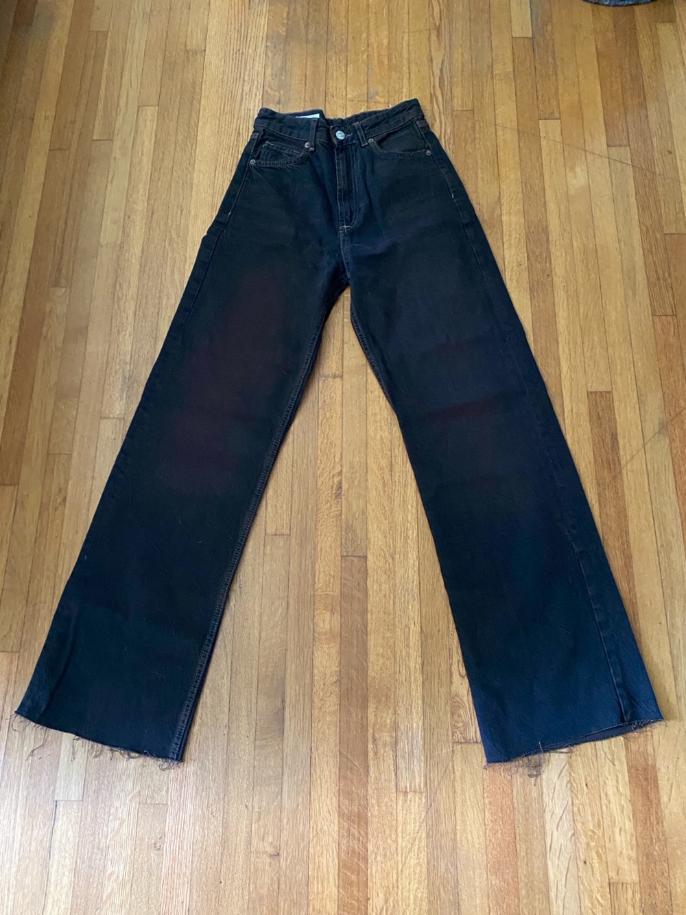 Zara Black Brown Wide-Leg Jeans